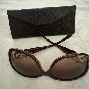 Authentic GUCCI Interlocking Sunglasses Rhinestone Plastic GG 3578/S Brown